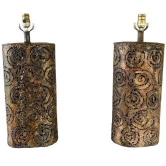 Pair of Brutalist table lamps by Irv Bramberg, 1960s
