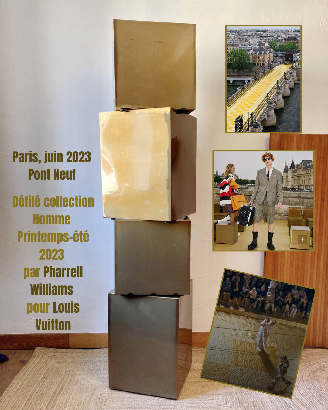 Electro-galvanised metal seat. Pharrell Williams / Vuitton parade, 2024.