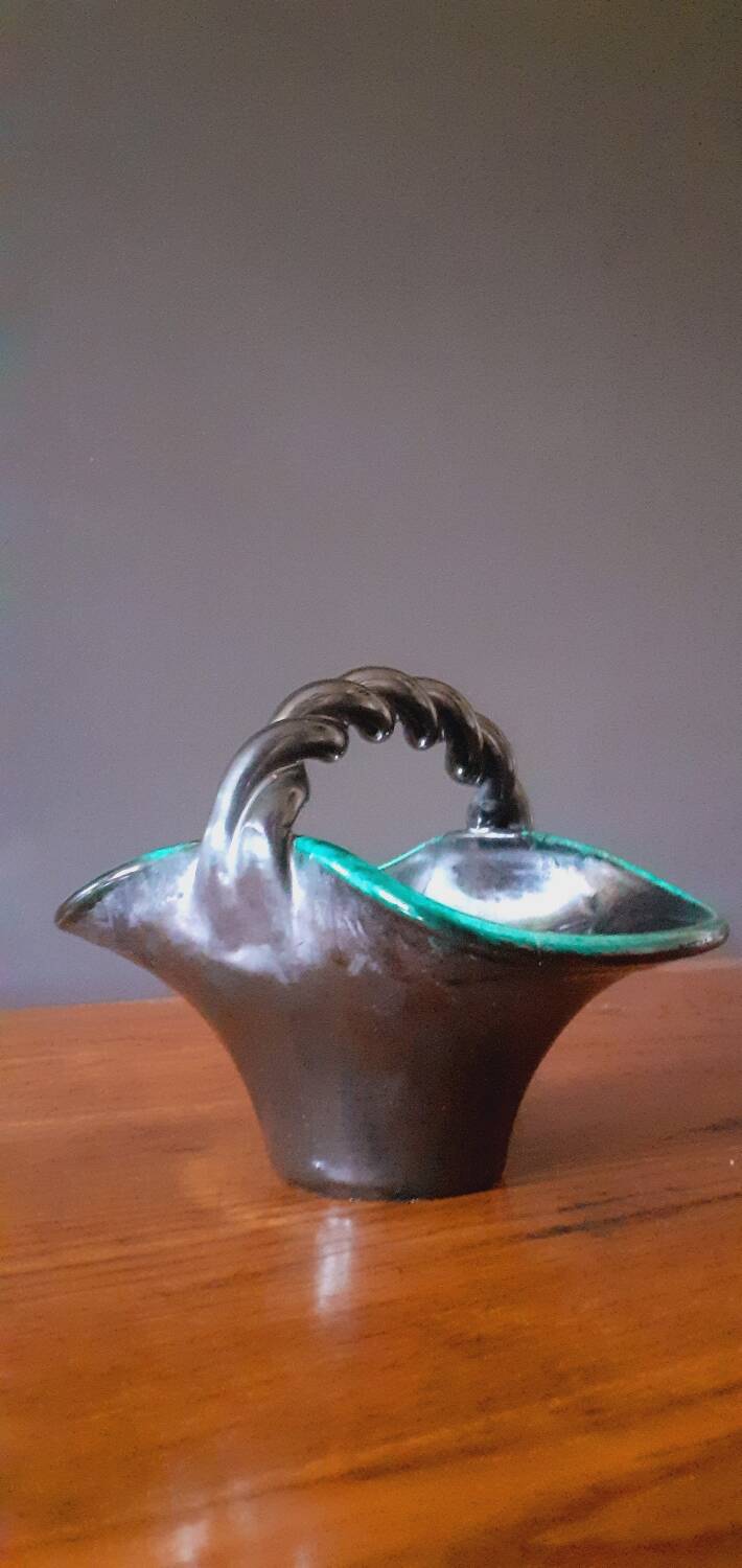 Ceramic bowl, basket from the 50s by Accolay Yonne