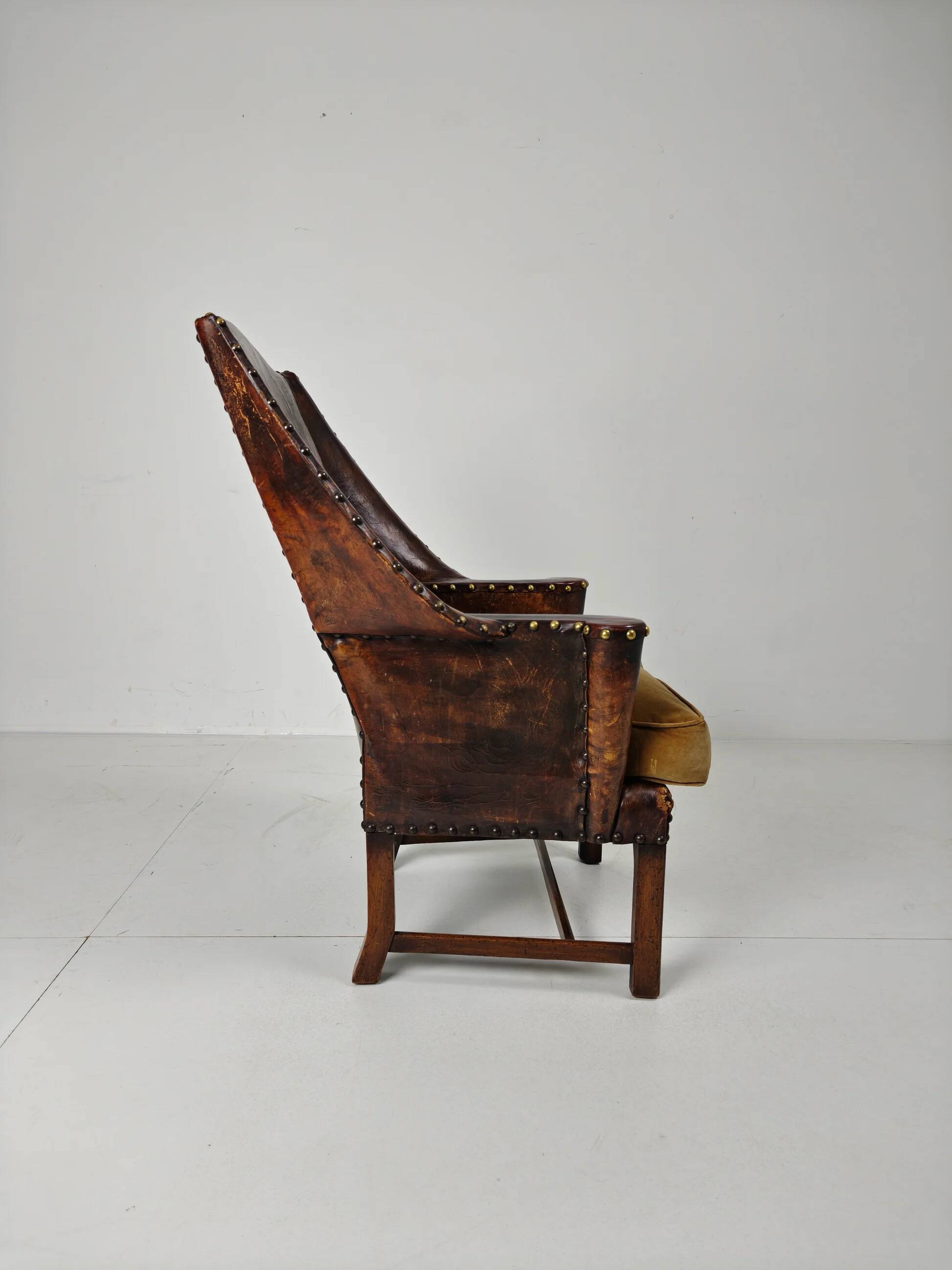 Antique leather armchair, England circa 1800