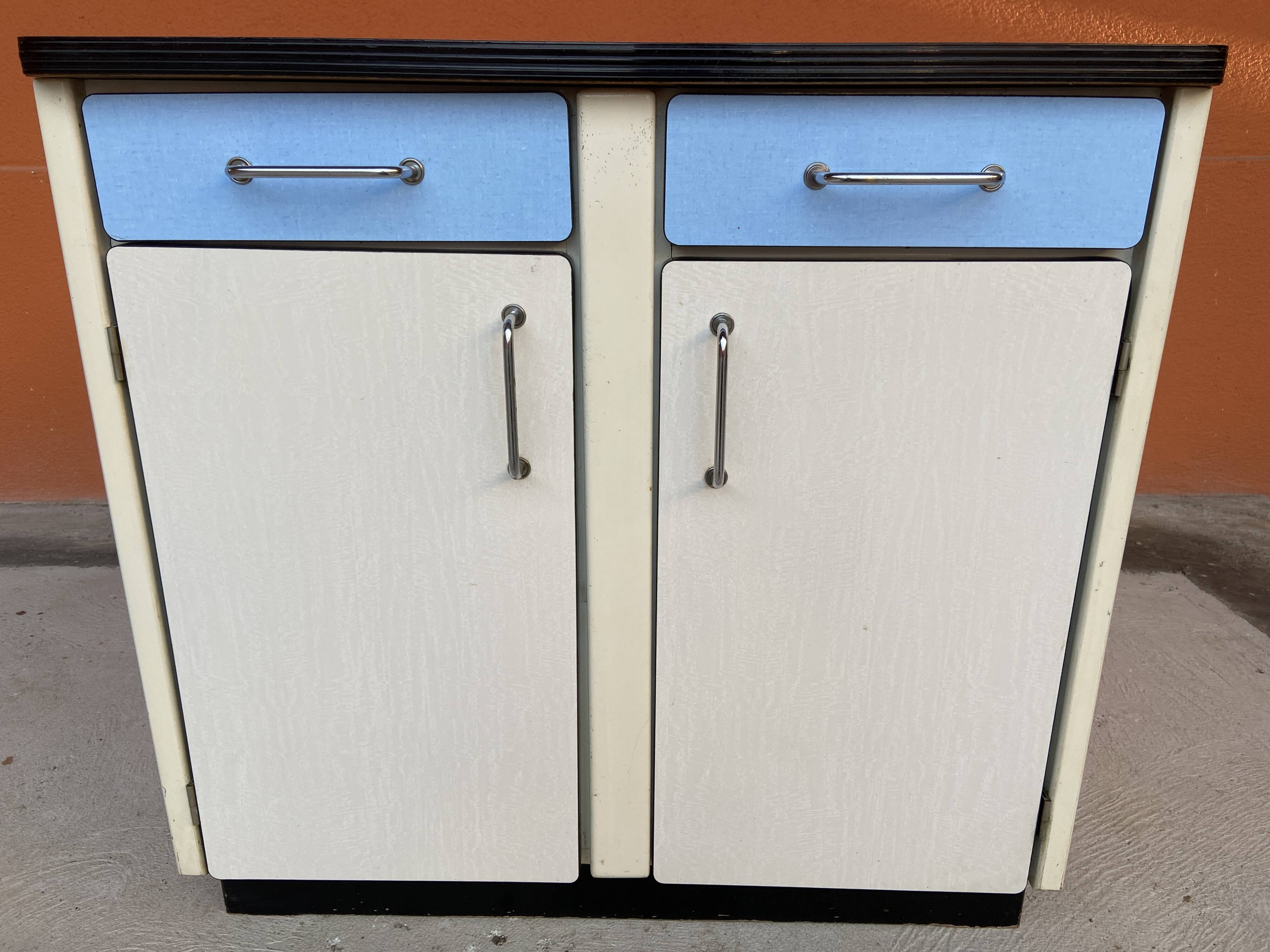 Vintage sideboard in blue formica 1960s