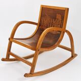 Curved wooden rocking chair for children Bauhaus Brockhage Andrä period, Germany, 1950s