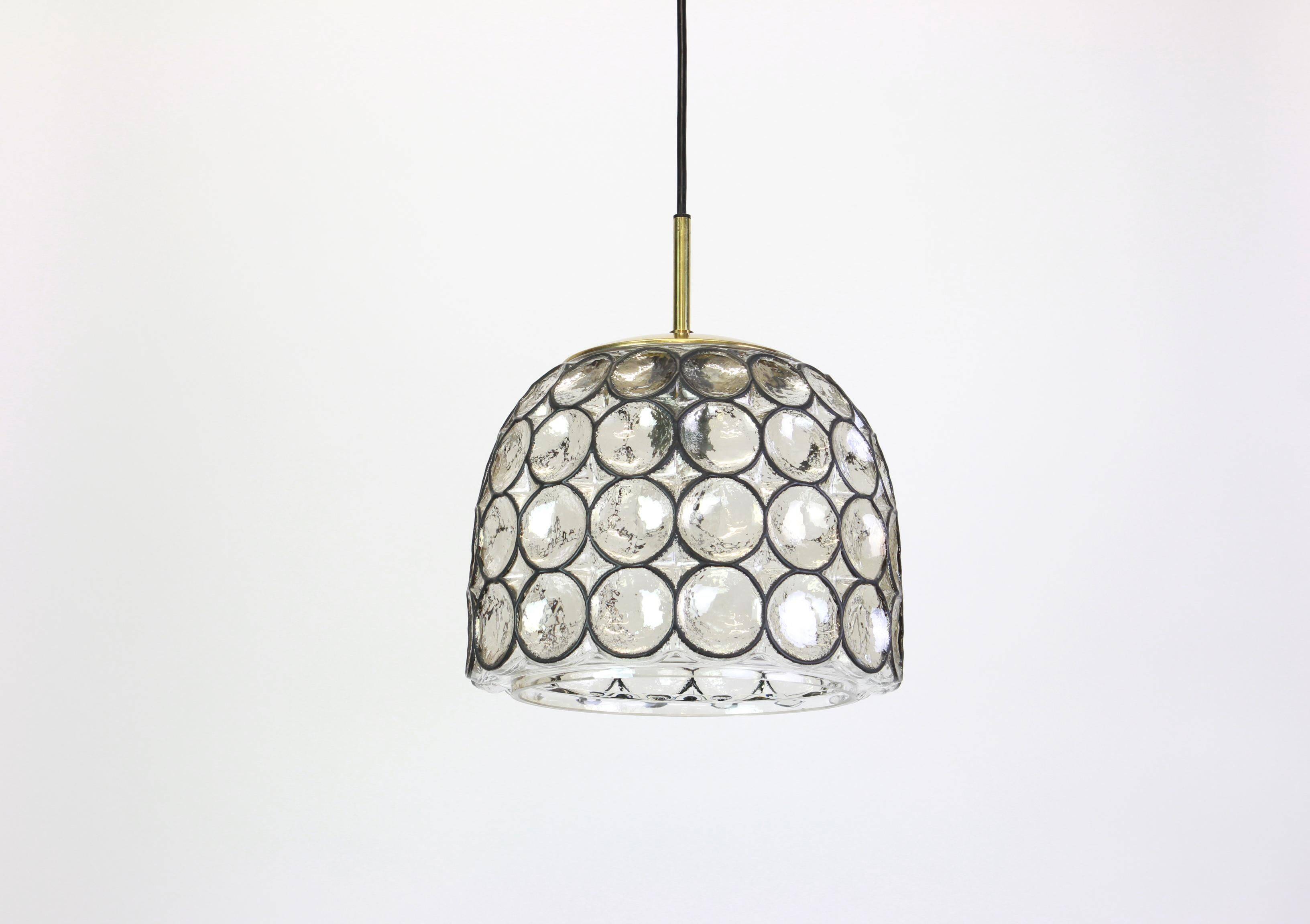 Iron and clear glass pendant from Limburg, Germany, 1960s.