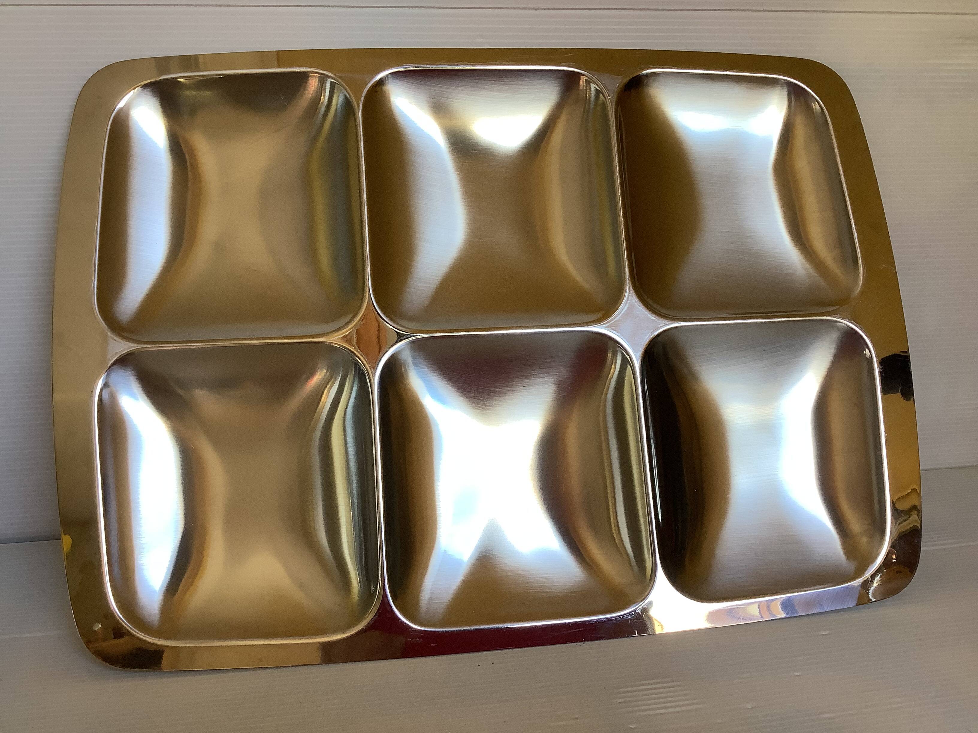 Italy brushed metal compartment dish