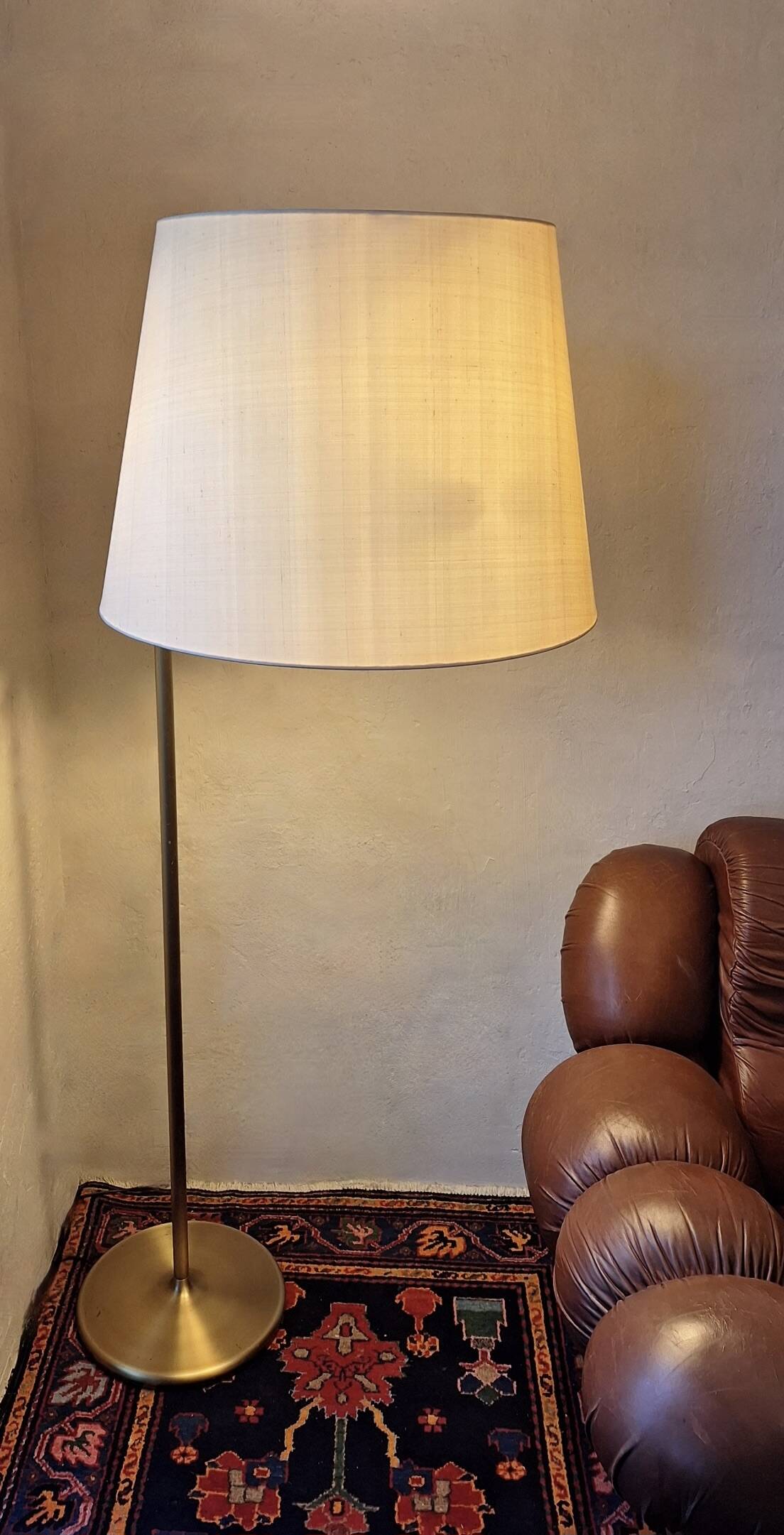 Walter von Nessen brass swivel-arm floor lamp with uplight, 1960s