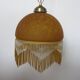 Victorian pendant light in marbled glass, beaded fringes and brass