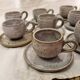 Ensemble à thé 8 tasses en grès de 1980