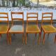 4 solid wood chairs with green and blue velvet suede, Louis Philippe style.