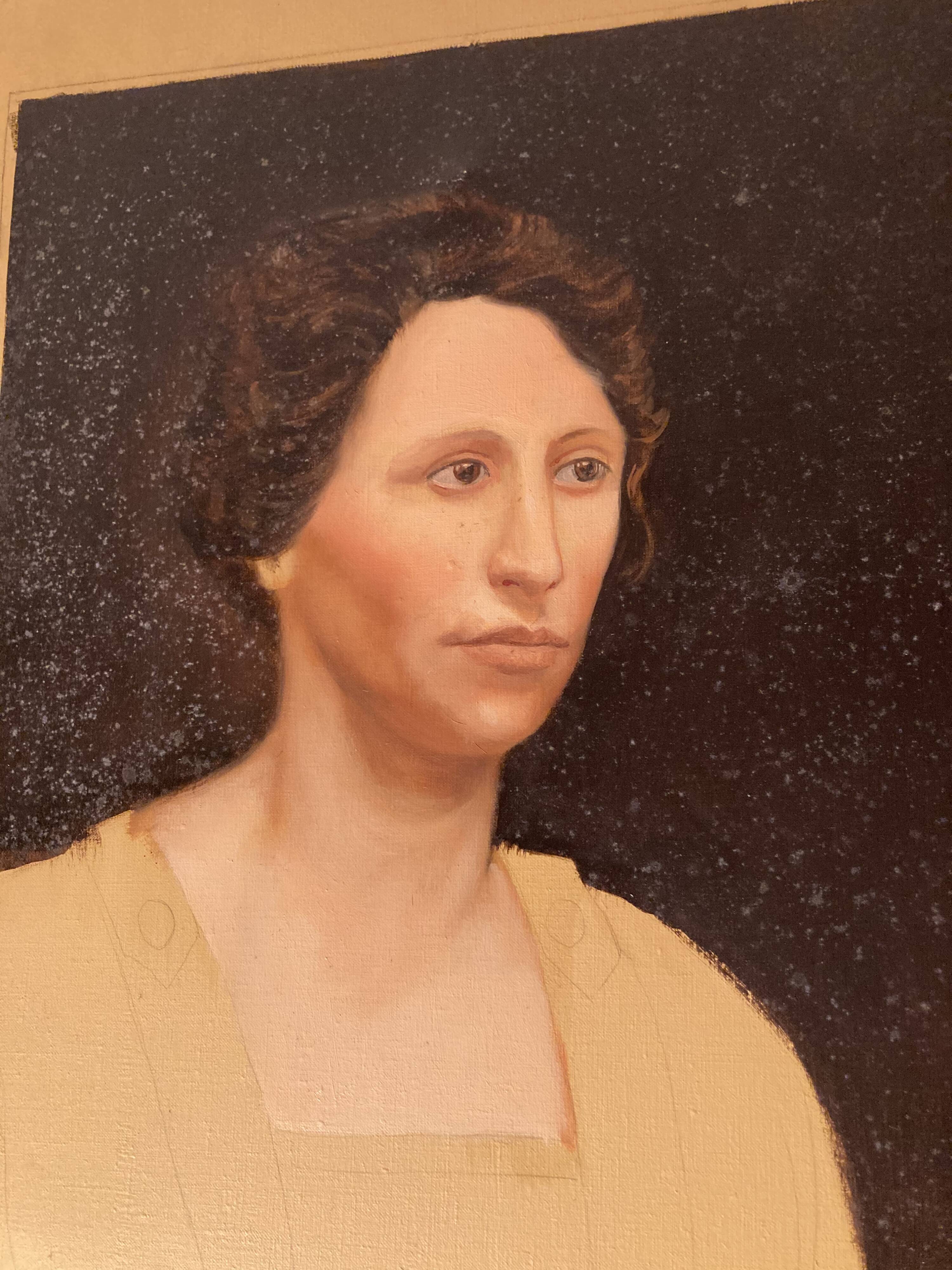 Woman wearing oil