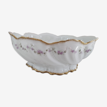 Saladier ovale en porcelaine de Limoges décor or 1890-1900 A Lanternier France