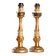 Pair of antique carved and gilded wooden candlesticks, Italy, 19th century.