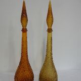 Grande carafe "bulles" en verre jaune
