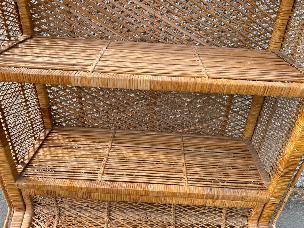 Cabinet library secretary wicker rattan year 60/70