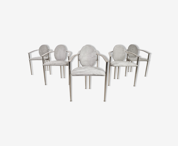 Lot de 6 chaises en chrome Belgo, 1980