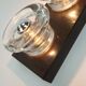 1960s 70s space age sconce by cosack-leuchten 2 thick glass shades and meta