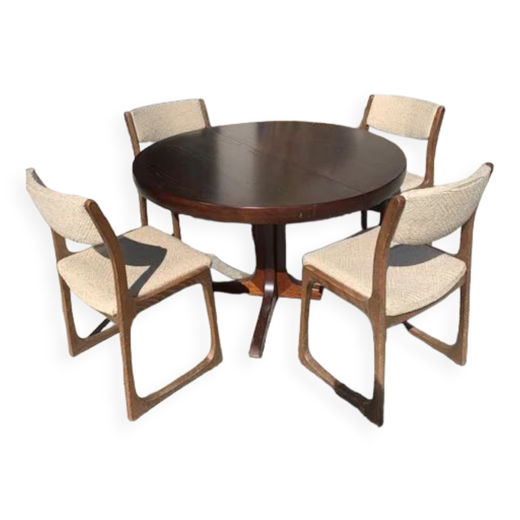 Table scandinave à rallonge avec 4 chaises | Selency