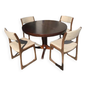 Table scandinave à rallonge avec 4 chaises
