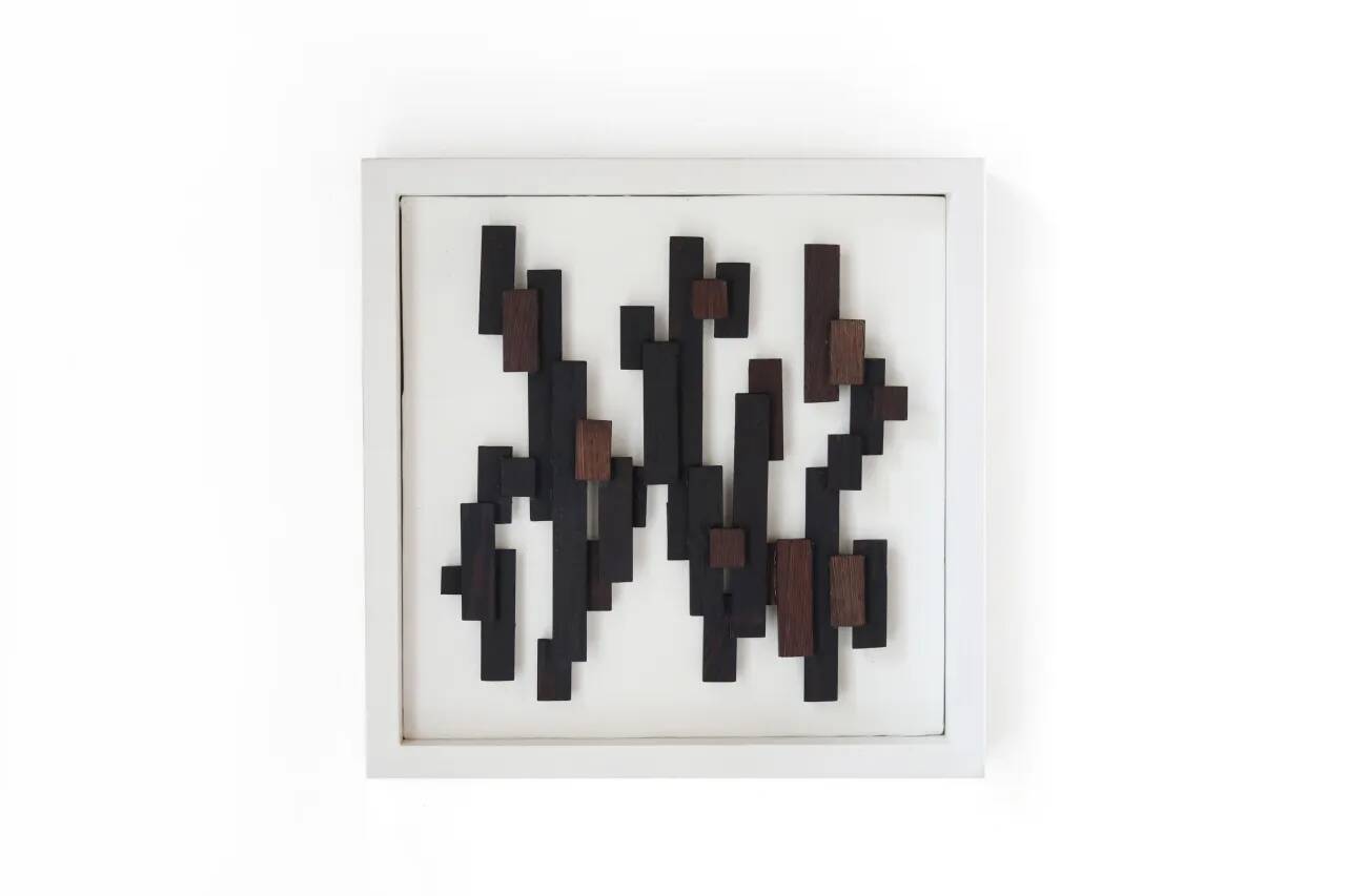 Three-dimensional framed artwork in wenge wood by Studio Aik