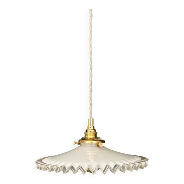 Vintage white opaline lace pendant light