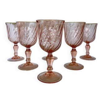 6 large stemmed water glasses Rosaline Luminarc