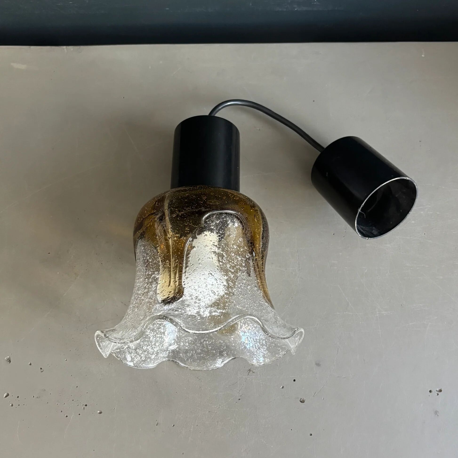 Two-coloured bubble glass tulip pendant light