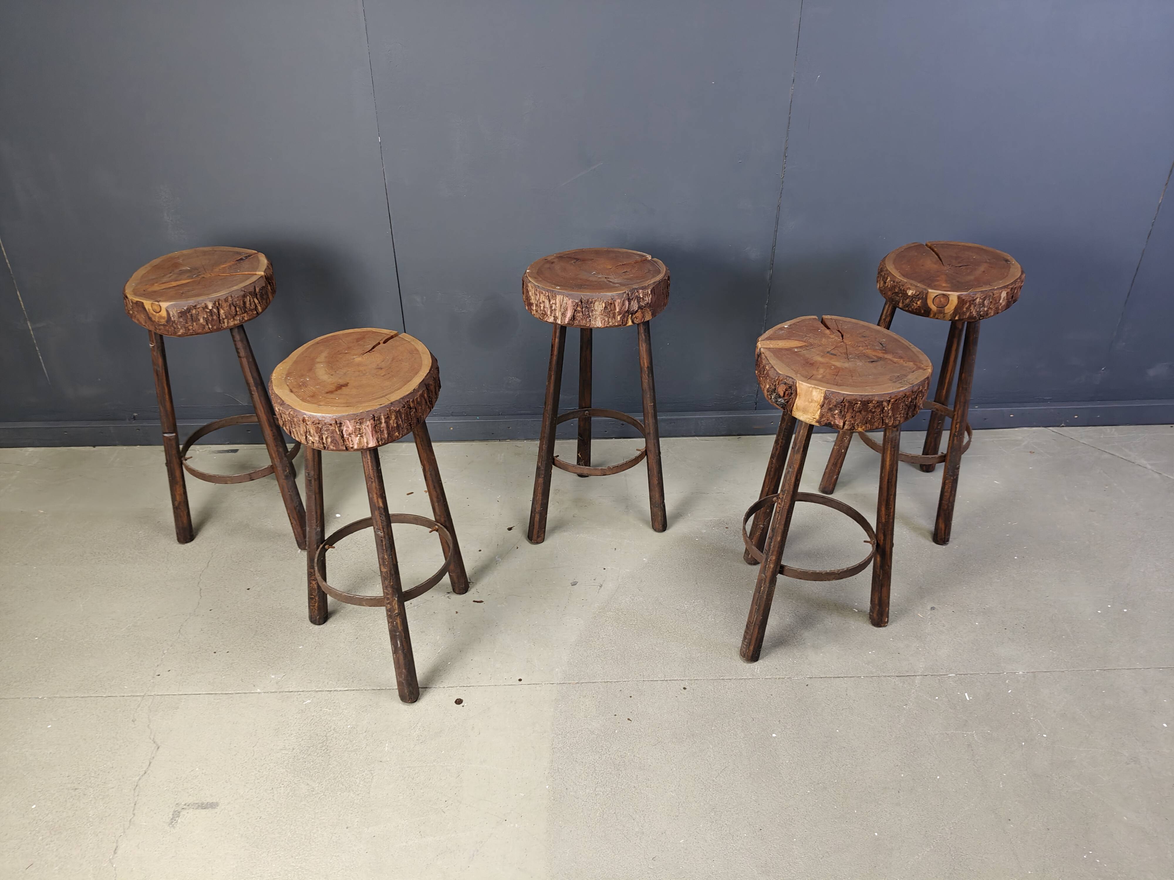 Vintage tree trunk bar stools, 1970s