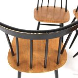 Set of 4 Scandinavian "Fanett" chairs, Ilmari Tapiovaara, Sweden, 1960