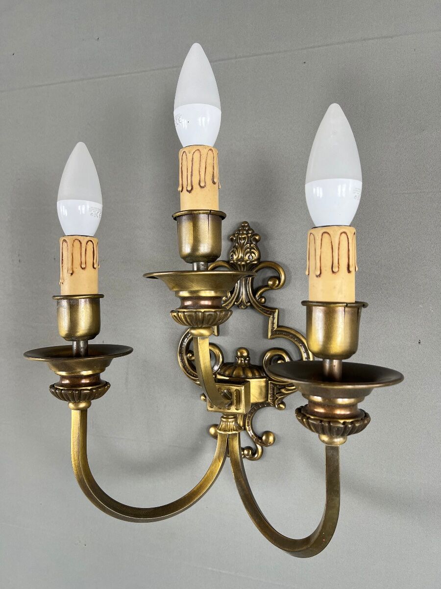 Pair of wall sconces in brass, 20th Century