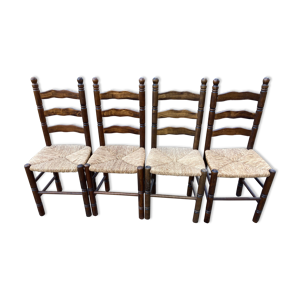 Série de 4 chaises paillées