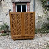 Armoire en  bois et rotin