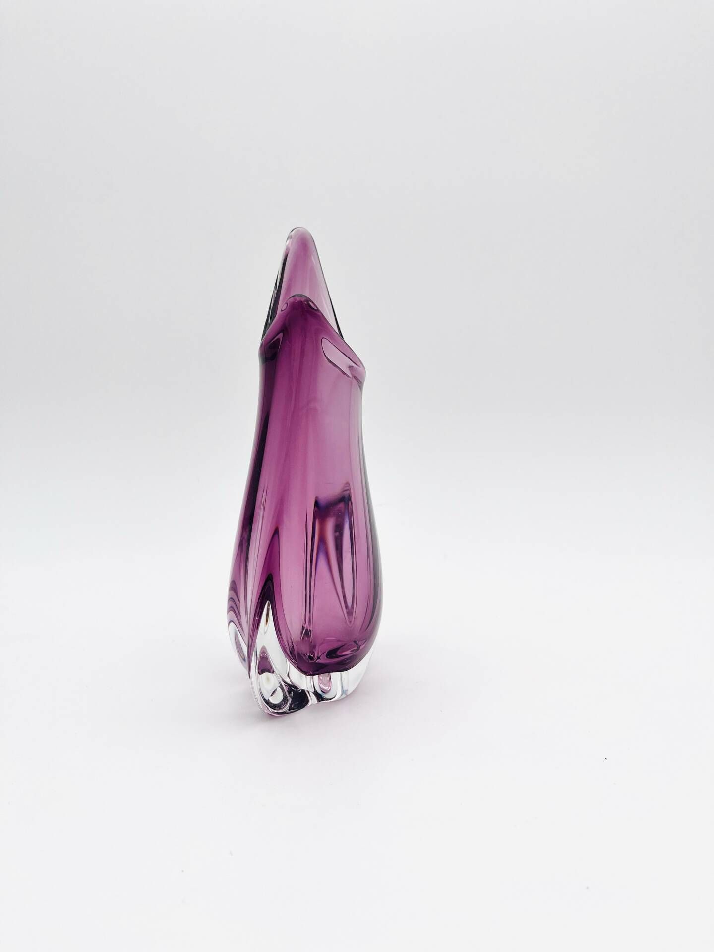 Murano Sommerso Vase Sculptural Organic Amethyst