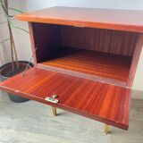 Vintage wood and brass bedside table, 1950s