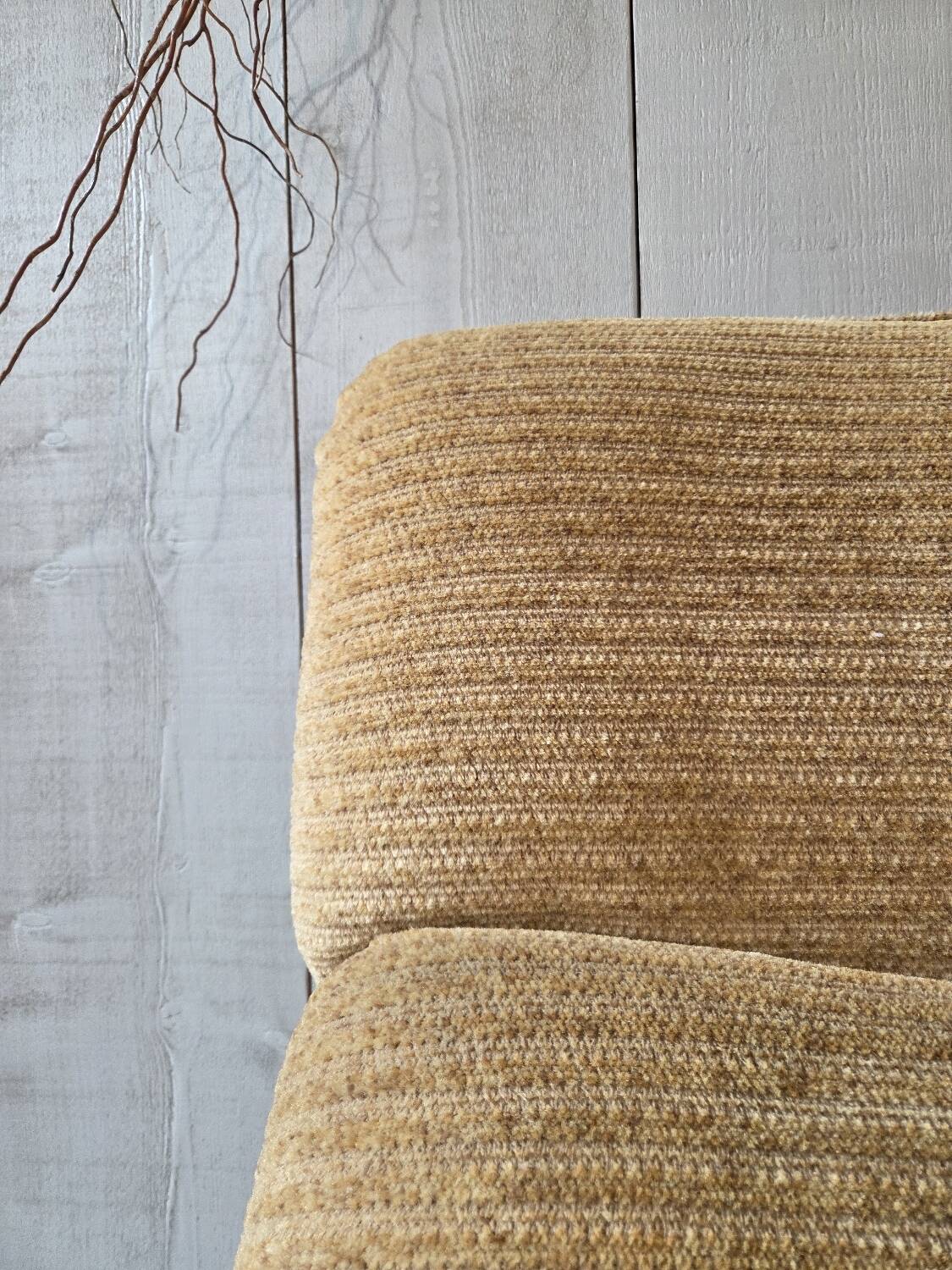 Beige velvet armchair