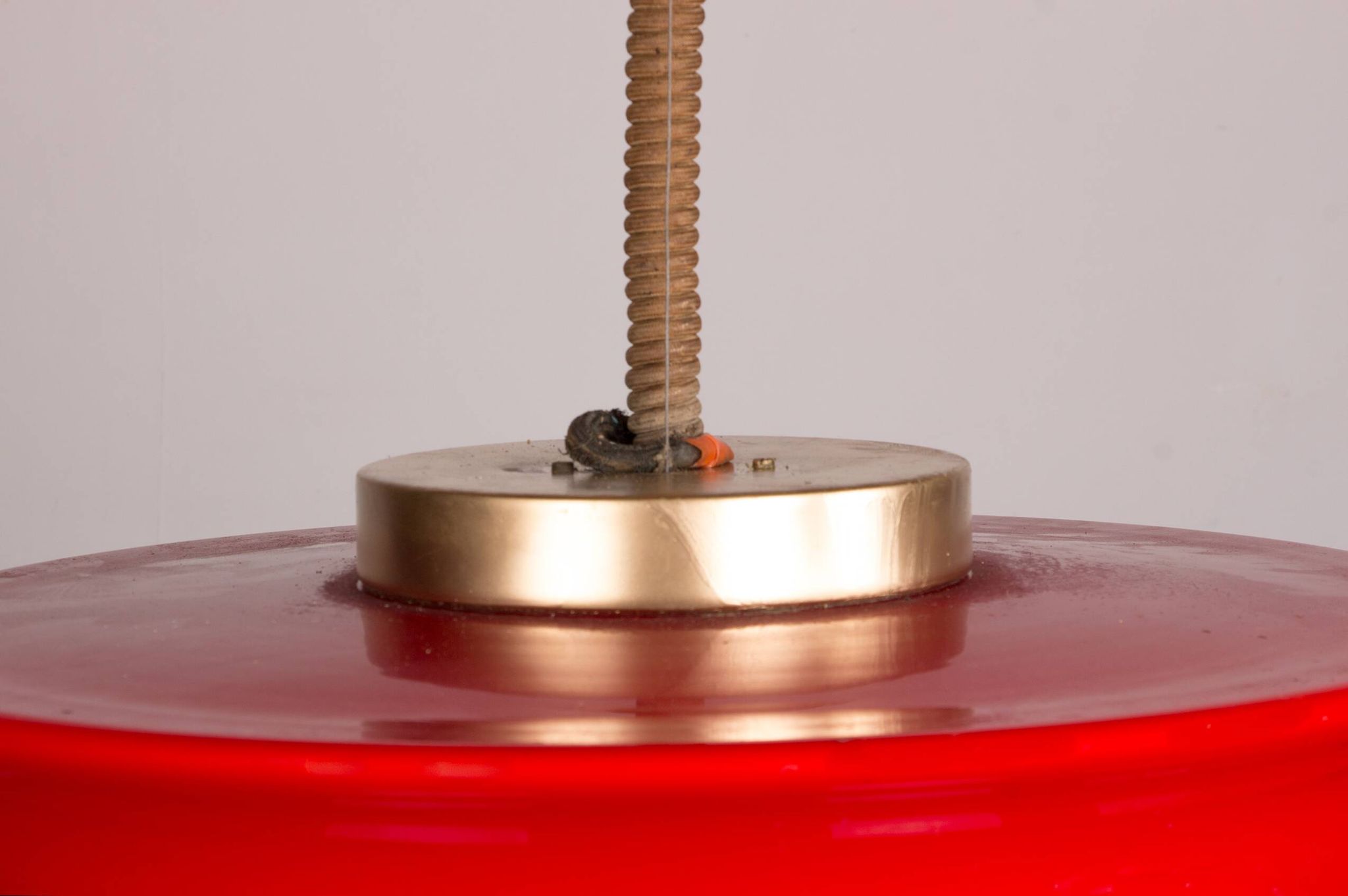 Large pendant light, adjustable in height, in glass and brass, Orion model by Schwarz and Staff Leucht