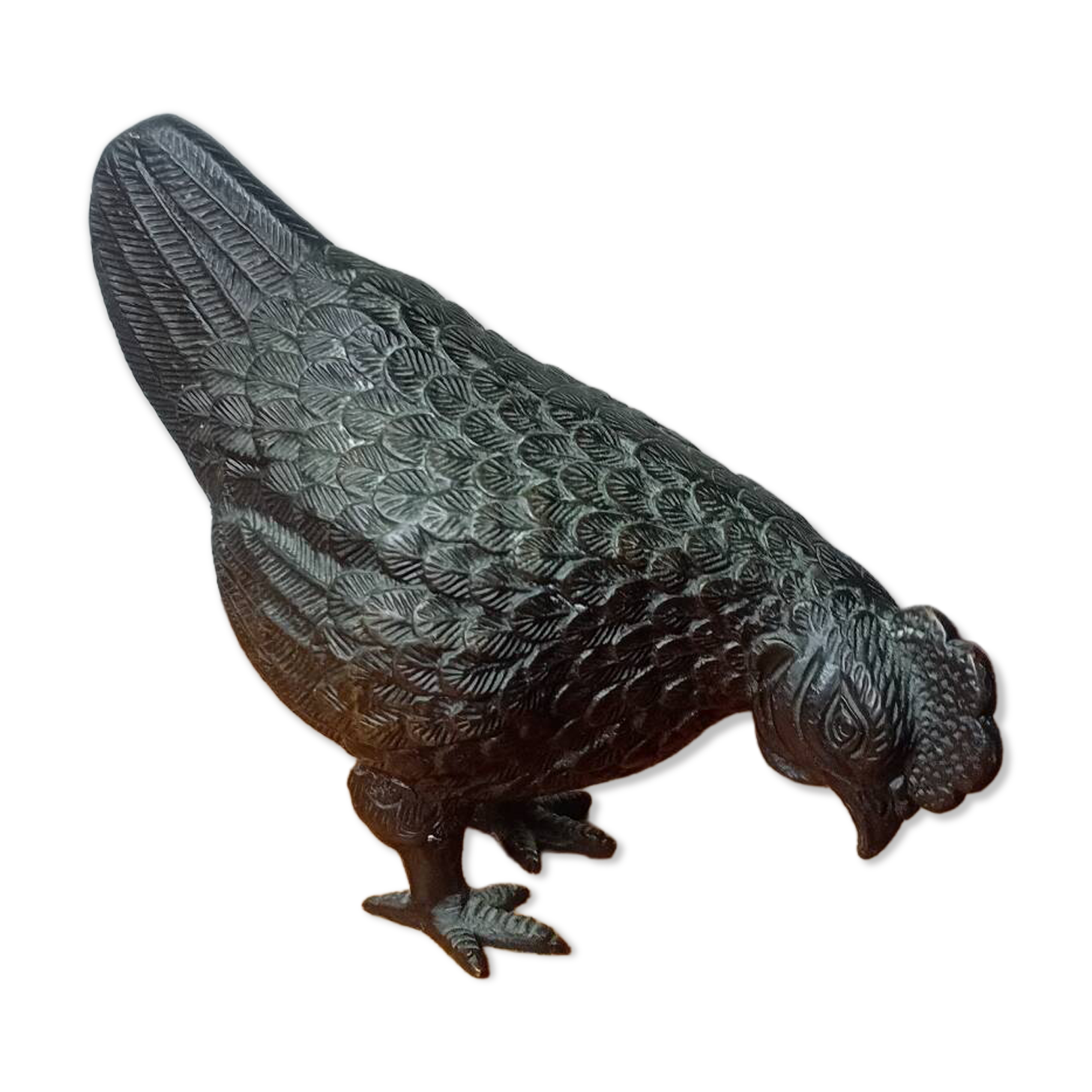 Poule en bronze patiné époque Meiji, 1868-1912
