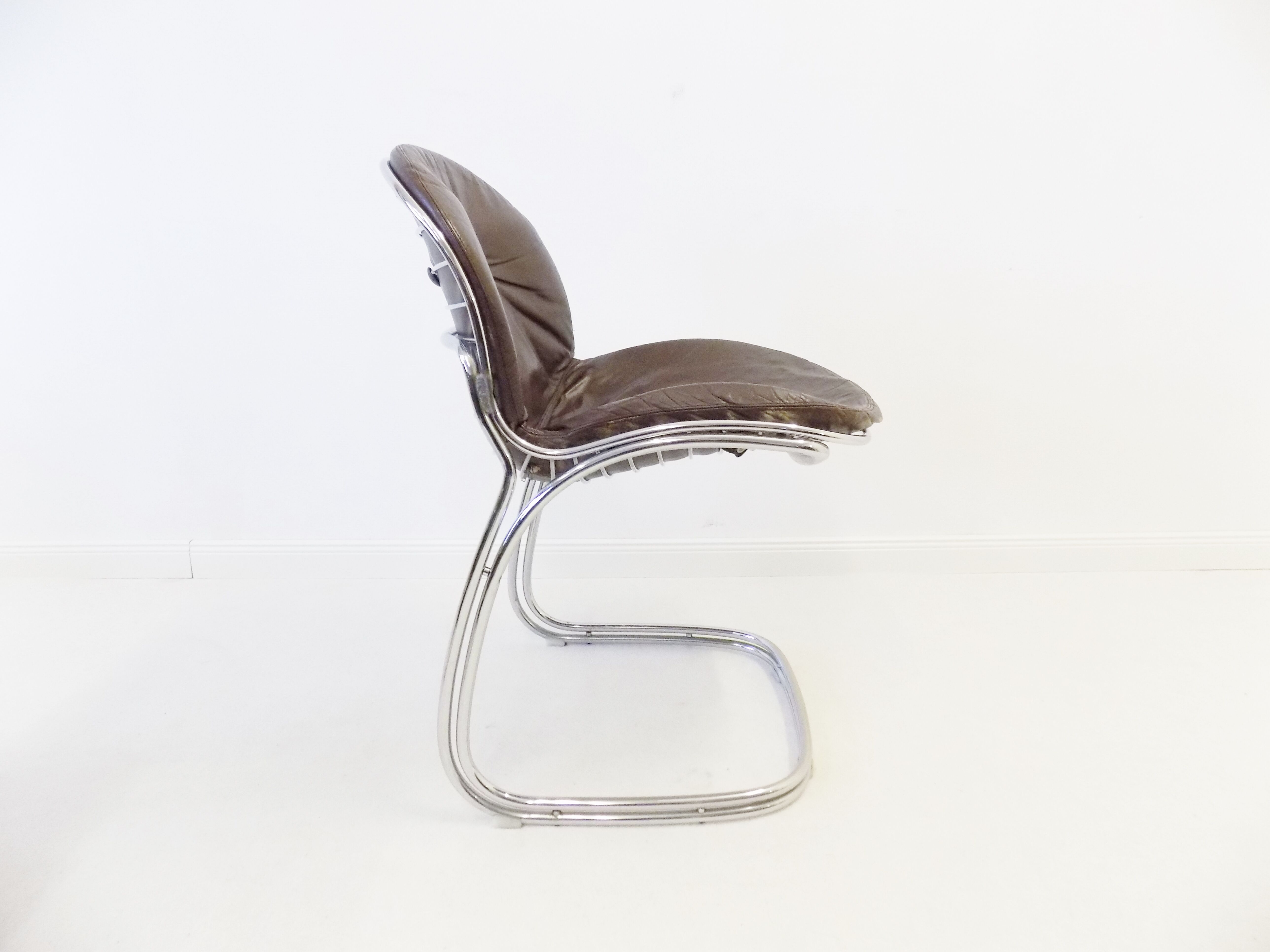 Rima Sabrina set of 4 leather dining chairs by Gastone Rinaldi