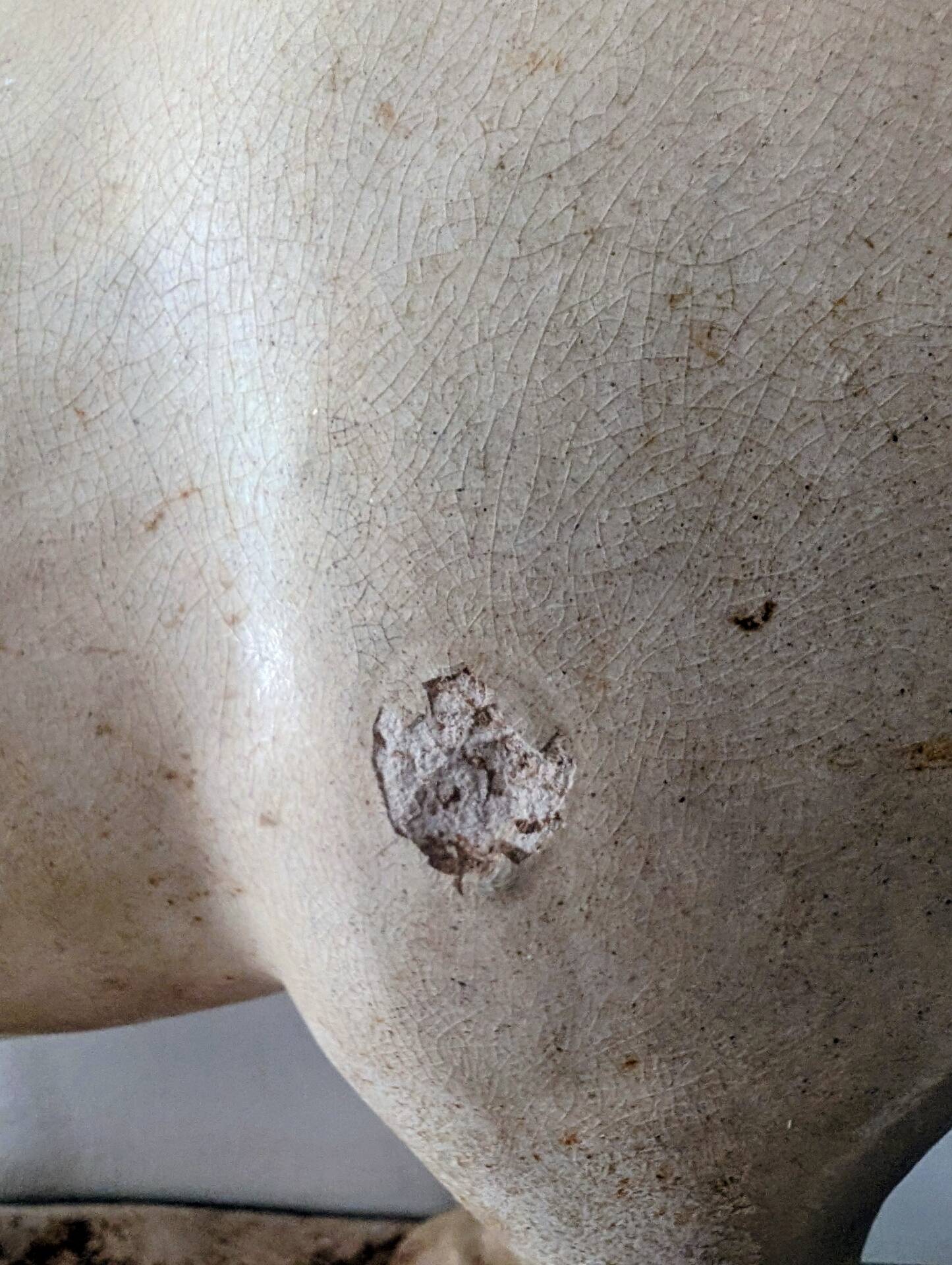 Large Tang-style horse in crackled ceramic 40 cm