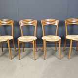 Chaises de salle à manger vintage de bistrot italien et corde de papier, années 1980