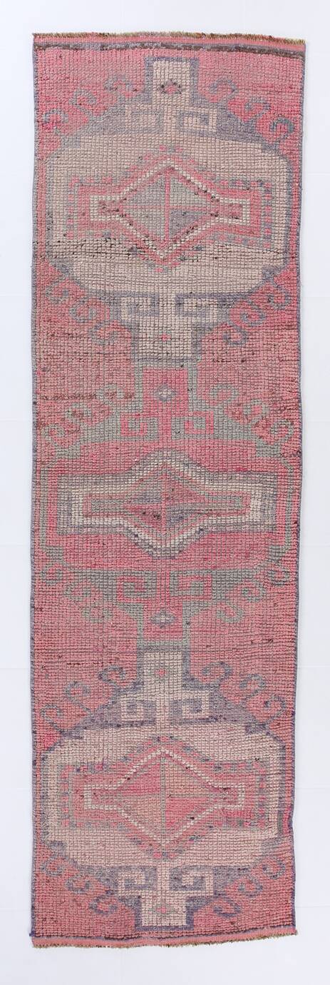 3x10 Soft Pastel Pink Vintage Runner Rug, 87x300Cm
