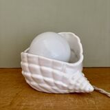 Vintage shell lamp in ceramic and white opaline