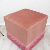 Pink velvet pouf