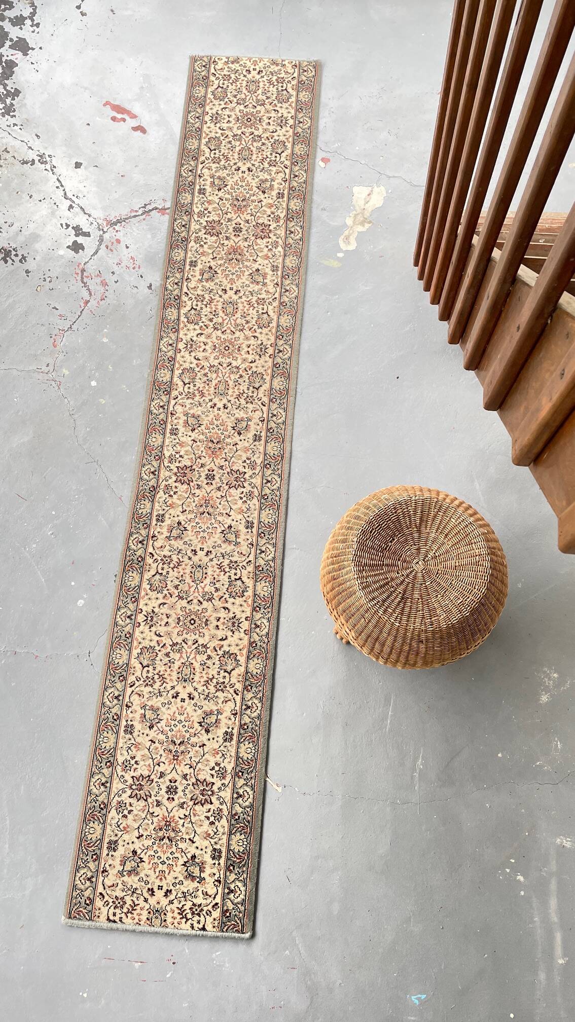 Vintage Beige Grey-Blue Runner Rug