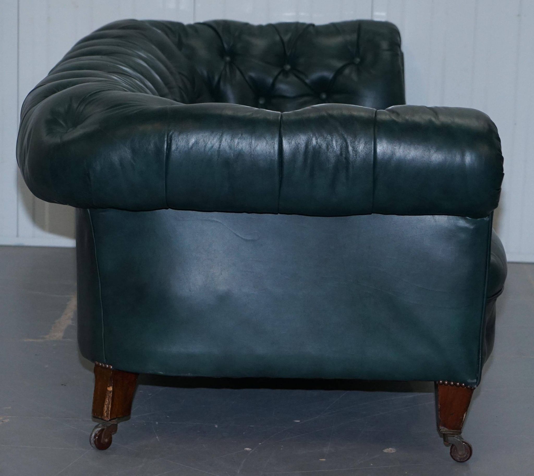 Victorian restored leather Chesterfield sofa 1890 Cornelius V Smith with springs