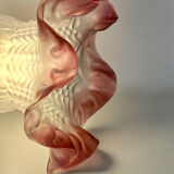 Pair of porcelain wall lights with pink glass tulips, Art Deco.