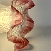 Pair of porcelain wall lights with pink glass tulips, Art Deco.