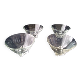 4 Vintage Glass Cups Grinded Decor