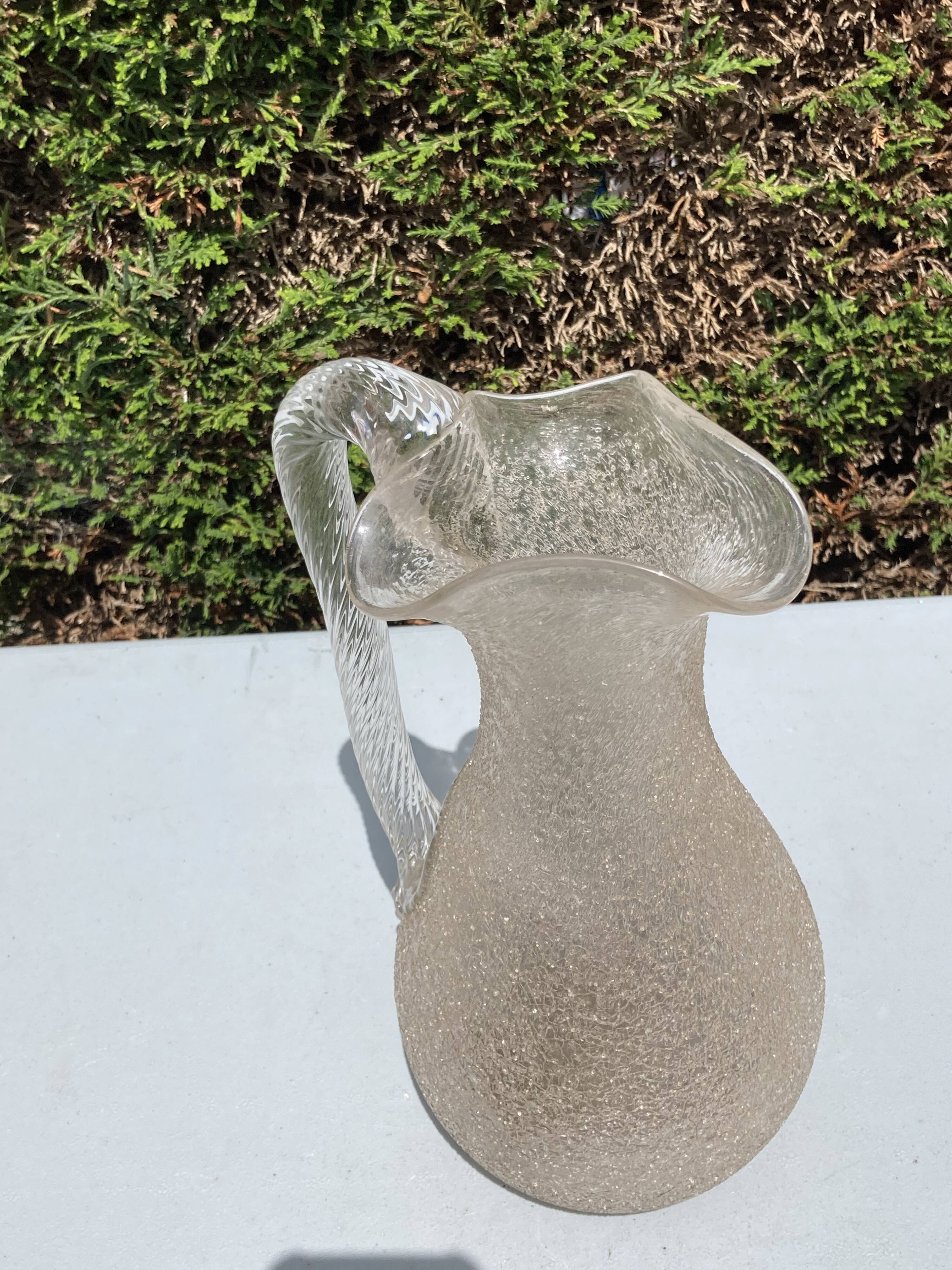 Carafe refresher pitcher baccarat or st louis frosted crystal twisted handle