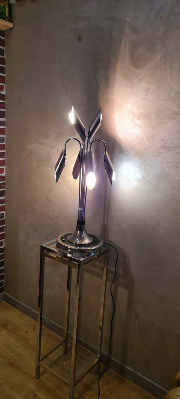 Lampe space age chrome et alu  Italy 1970s