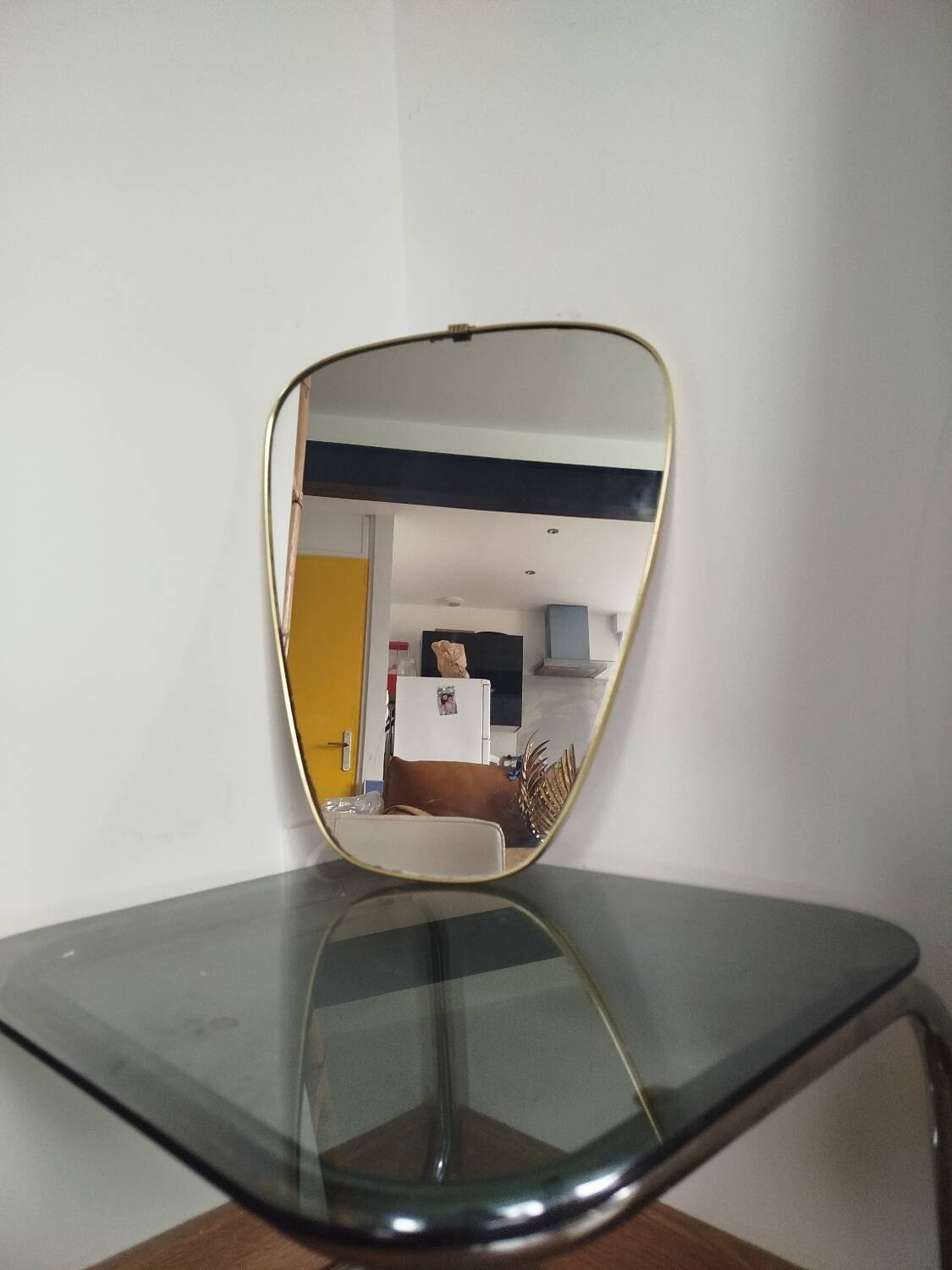 Vintage Brass Rear View Mirror, 1960s