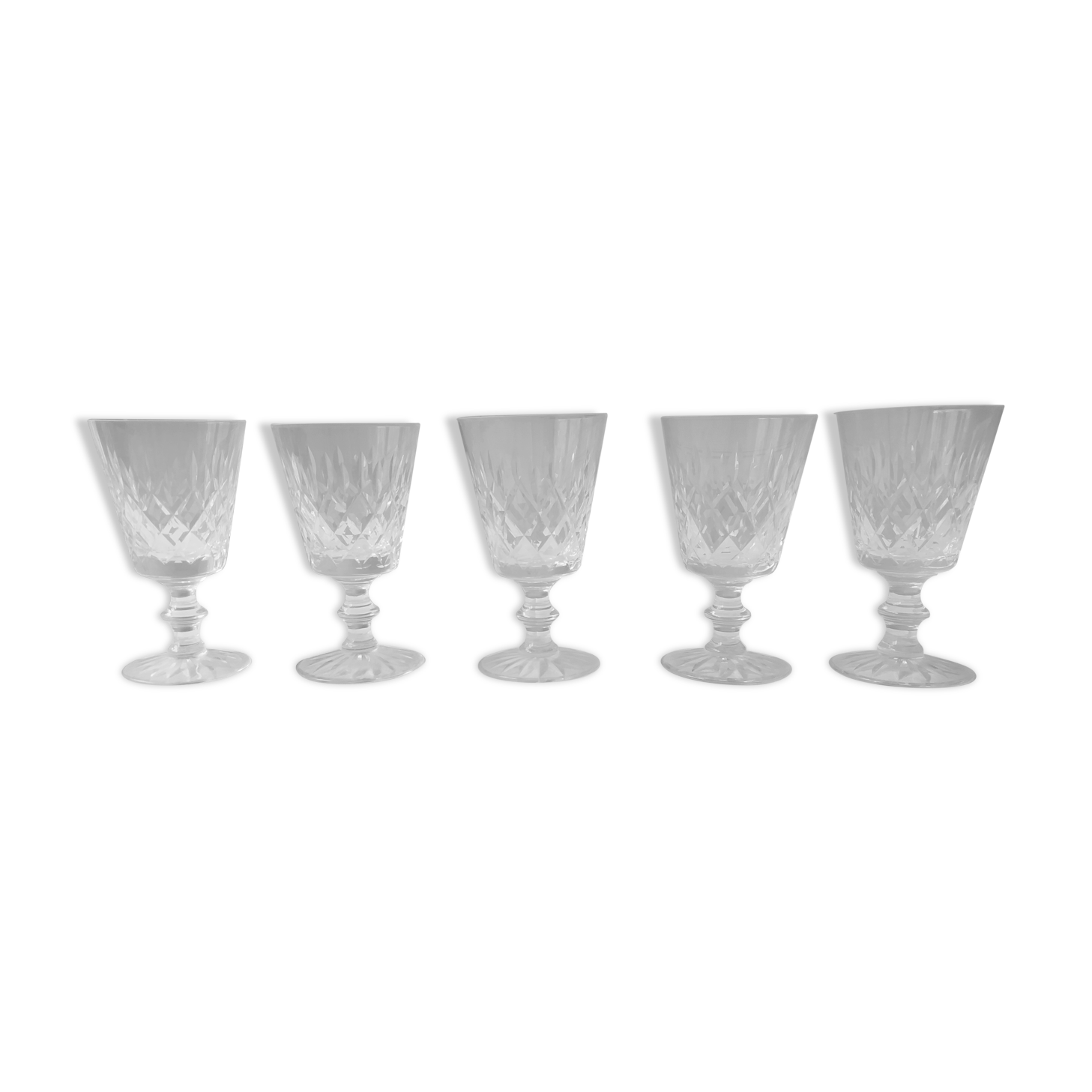 Lot de 5 verres gravés en cristal de Lorraine